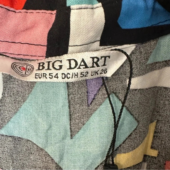 Big Dart Women’s Long Sleeve Multicolor Button Front Modern Art Blouse Sz 3X GUC - Picture 3 of 7